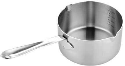 BEBEMOKO 1pezzi Pentola Latte Acciaio Con Manico Lungo Anti-perdita Resistente Alla Corrosione Casseruola Versatile Per Cucina Riscaldare Latte e Preparare Cibo