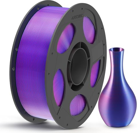 ANYCUBIC Silk PLA Filament, Seidentexturen Prächtige Farbe 1KG Rot Blau | Zweifarbig Seiden PLA, Farbverlauf, Steuerbarer Glanz, Bruchfest