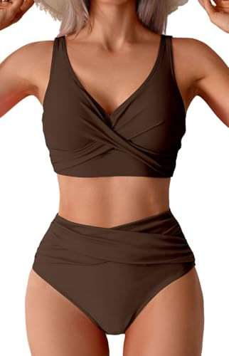 Sangdut Bikini Damen Set Push up High Waist Sexy Triangel Breites Unterbrustband Mit Cups Zweiteiliger Badeanzug Bademode Swimsuits