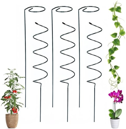 Tomaten Rankhilfe 40cm, 4/10 Stück Tomatenstäbe Pflanzenstütze Rankhilfe Tomaten Spiral Tomatenstäbe Strauchstütze Tomatenstangen Pflanzstäbe Rankhilfe Unterstützung für Tomaten Blumen (AB-6pcs)