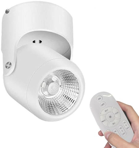 FSLiving LED Deckenspot Aufbauspot Dimmbar, Aufputz Spots Deckenstrahler aus Aluminium Downlight, Weiß Aufbaustrahler Schwenkbar 230V 7W mit Fernsteuerung für Küche Wohnzimmer Schlafzimmer BD0820