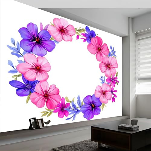 Carta da parati con fiori ad acquerello, carta da parati bianca per soggiorno, camera da letto, carta da parati in tessuto non tessuto, decorazione da parete, sfondo TV, 200 x 140 cm