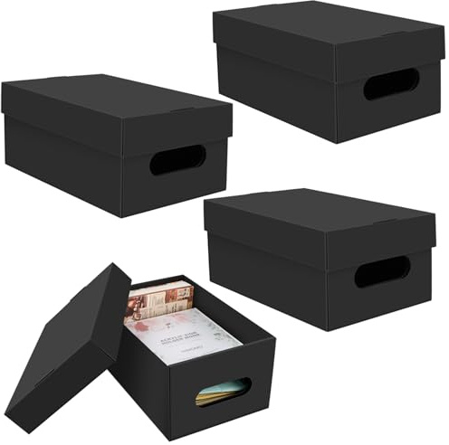 VEUWOLM 4 Scatola Portafoto 13 X 18 cm, Scatola Porta Fotografie con Coperchio per Foto, Organizer per Foto, Scatolas Portaoggetti in Cartone Artigianato, Adesivi Foto, Pezzi del Puzzle, Cartoline