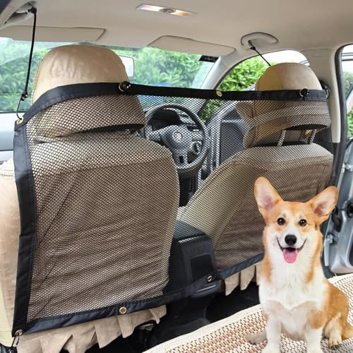 DvBCNMe Hundenetz Auto Kofferraum, 75 X 115 cm Trennnetz Für Hunde Im Auto Mit 4 Eisenhaken, Hundegitter Auto Kofferraum, Sicherheitsnetz Für Haustiere, Ideal Für Reisen Mit Hund