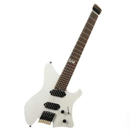 EART GW-7F 7-saitige Solid-Body-E-Gitarre mit kopflosem Brücken-Stimmmechanik-System, geröstetem Eschenholz-Korpus, kopflose Gitarre für Rechtshänder