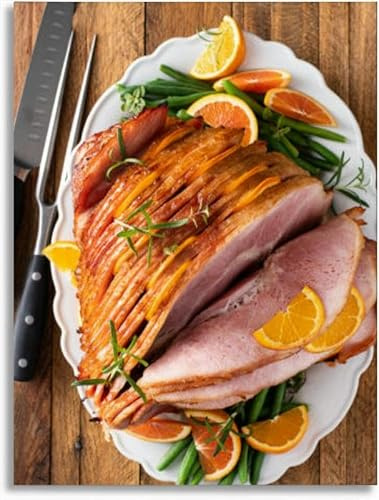 Canvas Wall Art for Bathroom Christmas Thanksgiving spiral sliced ham oranges and herbs Framed Prints Poster for Bedroom Living Room Decor Painting Home Wall Artwork 16x20 Kitchen