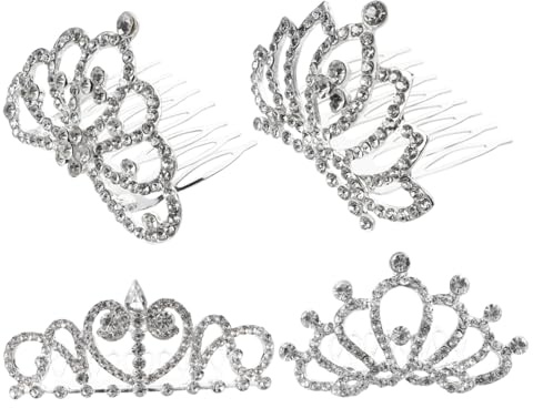 PENIKOKO 4 pezzi Coroncine Rhinestone per Bambine con Pettine Accessori Leggeri per Feste Compleanno e Bomboniere Decorazioni Chic per Party Bambine
