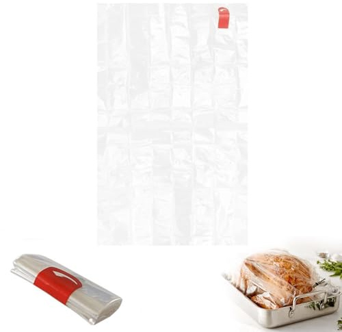 9.8x15 Inch Large Oven Bags for Roasting - High Temperature Resistant Cooking Bags for Turkey, Chicken, Meat & Fish, Clear Plastic Baking Bags for Easy and Juicy Results (50PCS)