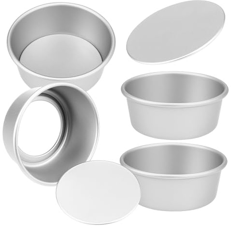 DOITOOL 4 Pezzi Teglie Rotonde in Alluminio con Fondo Rimovibile per Torte Profonde Stampo per Cheesecake e Dolci Antiaderenti Facili da Pulire e Resistenti per Forno e Feste