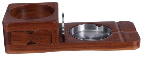 CALLARON Solid Trä Cigarraskfat med Whiskeyglasställ och Cigarrhållare Integrerad Låda för Cigarrverktyg Kapacitet för Cigarraska och Dryck Bärbar Cigarrset för Kontor och Hemmabruk