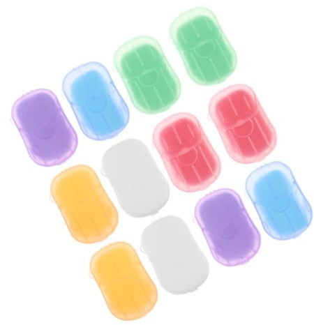 Healifty Hojas de Jabón Portátiles para Viaje, 12 Cajas, Papel | Pp, Limpieza de Manos y Cuerpo, Formato Ligero, Uso en Desplazamientos, 6 Aromas Surtidos