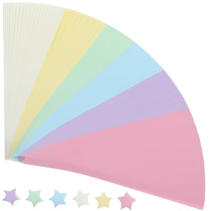 SUPVOX 540 Tiras de Papel para Manualidades Estrellas de Origami Papel Decorativo Degradado 6 Colores Pastel Doble Cara Brillo Holográfico Adecuado para DIY Scrapbooking y Decoración