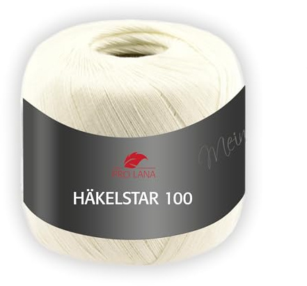 Pro Lana Häkelstar 100 – Häkelgarn 100g, 100% Baumwolle, 566m, Nadelstärke 1,5-2,0 mm, Filetgarn zum Häkeln & Handarbeiten (02 | creme)