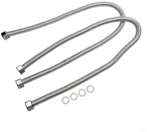 Tubo flessibile per acqua in acciaio inox, 1 m, connettore corrugato flessibile per scaldabagno e caldaia, confezione da 2