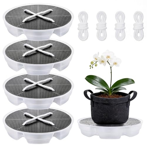 Yimomoyi 4 Stück Selbstbewässernder Stofftopf Untersetzer, 30 cm Automatisches Bewässerungssystem für Topfpflanzen Stofftopf, Auto-Bewässerungssystem für Growzelt, Gewächshaus & Indoor Anbau