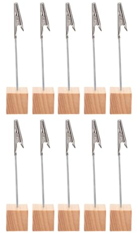 Milisten 10 Stück Holzsockel Fotohalter Kartenklammern Notizhalter für Büro und Tischdekoration