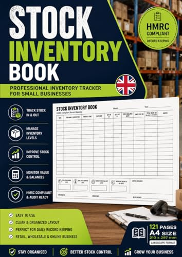 Stock Inventory Book UK: Inventory Tracker for Small Business | Stock Control Ledger | Product Inventory Record Book | Business Stock Log | A4 121 pages