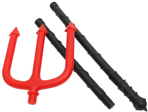 Zerodeko Fourche à Foin Rouge pour Costume de Diable Halloween Cosplay Portable et Démontable en Plastique Accessoire Léger et Pratique