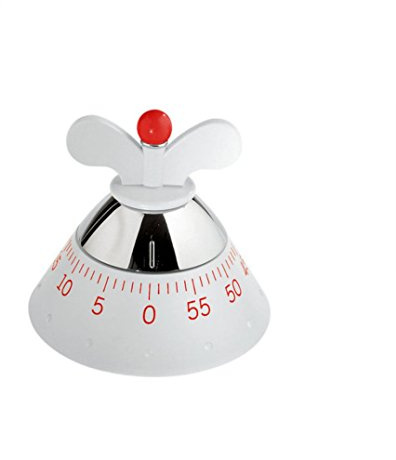 Alessi Kitchen Timer, Küchentimer aus thermoplastischem Harz, weiß, 10,5cm, A09 W
