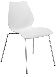 Kartell Maui Sedia Senza Braccioli da Ufficio, Set da 2 Senza braccioli, Bianco Zinco, Standard