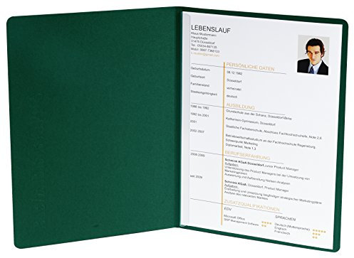 Exacompta 49103B Bewerbungsmappe Success (2-teilig mit 1 Klemmschiene Kapazität, 30 Blatt aus Manila-Leinen-Karton, 400 g, DIN A4, 21 x 29,7 cm) grün