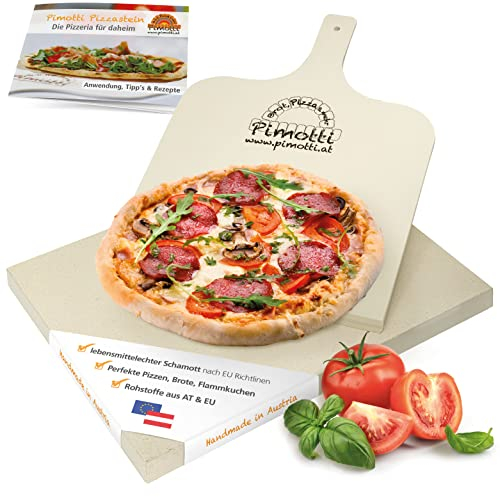 PIMOTTI Pizzastein 3cm Pizza-Stein für Backofen Brotbackstein aus echtem Schamott Pizzastein eckig Backstein Pizza Steinplatte für Backöfen Stein Grill Gasgrill Pizza-Stone
