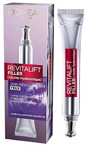 L'Oréal Paris Contorno Occhi Revitalift Filler, Azione Antirughe Rivolumizzante con Acido Ialuronico Concentrato, 15 ml