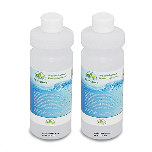 JaTop Wasserbett Conditionierer [2 x 500ml] - Für alle Wasserbetten geeignet - purer Wasserbetten Conditioner - inklusive Bubble Stop, Flüßig - Made in Germany (1Liter (2 Flaschen a 500ml))