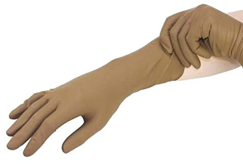 MANUTEX Puderfreier Coutchouc Handschuh, gerollter Rand, extra lange Manschette, rutschfest, wiederverwendbar (L)
