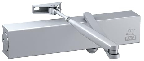 BASI | Türschließer mit Standardgestänge | für Türen bis 1250 mm | DIN Rechts/Links | Variabel einstellbar | Silber