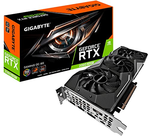 Gigabyte Nvidia RTX2060 Super Gaming OC 8G Fan GDDR6 DP/HDMI PCI Express Graphics Card, Tarjeta Gráfica, NVIDIA GeForce RTX 2060, Negro