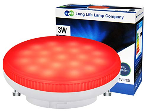 Long Life Lamp Company 3watt RED GX53 LED Light Bulb Replacement for CFL Round Non Dimmable