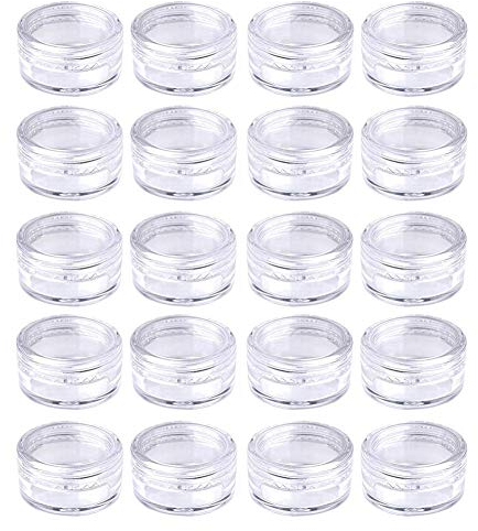 Desenda 20PCS 5ml Clear Sample Pots Empty Small Travel Containers Leak Proof Refillable Cosmetic Jars Makeup Sample Containers with Lid, Storage Pot for Lip Balm Scrub DIY Cosmetic
