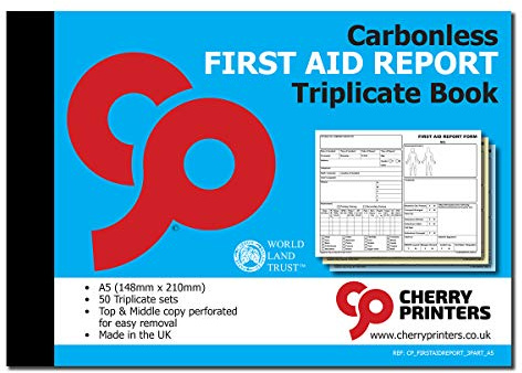 Cherry Carbonless NCR First Aid Report Triplicate Book A5 50 Sets