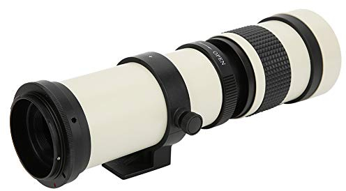 Teleskopobjektiv, weiß mit 420-800MM Super-Telezoom F/8.3-16 Manuelles Fokussieren Teleobjektiv für Canon EF-Kamera Aluminiumgehäuse, Telezoomobjektiv