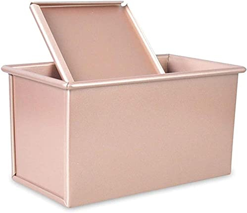 NICETOW Loaf Tin Cover Bread Toast Mold Corrugated loaf Pan w lid 450g Dough Non Stick Rose Gold