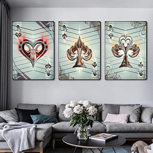 Eppedtul Minimalismo moderno Carteles póquer en blanco y negro Pinturas arte Impresiones arte pared Dormitorio Estudio moderno Cuadros decor hogar [60x80cm/24x31inch] x3 sin marco