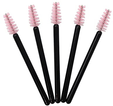 100 Mini Travel Disposable Mascara Brush Eyelash Extension Applicator Brushes Wands (Baby Pink)