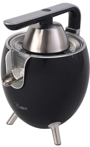 ARDES ARSPRE03 JUICE ART Exprimidor Eléctrico Pequeño de Diseño a Presión Exprimidor 0.5l con Filtro de Acero Inoxidable, 2 Conos Exprimidores Adecuado para Exprimir Naranjas y Granadas