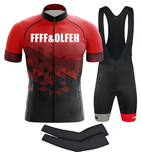 FFFF & OLFEH Maillot Ciclismo, Maillots Ciclismo Hombre, Conjunto Ropa Ciclismo, Hombre Verano Manga Corta, Culotte Ciclismo, Ropa Ciclismo Transpirable y de Secado Rápido Hombres (5XL,A7)