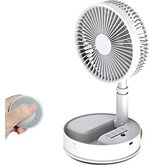 XUEMEIZI Ventilador De Pie Oscilante De 9,8 Pulgadas, Ventilador con Batería Recargable, Ventilador De Piso Ajustable De Altura Silenciosa con Temporizador Remoto, For Dormitorio, Hogar, Viajes