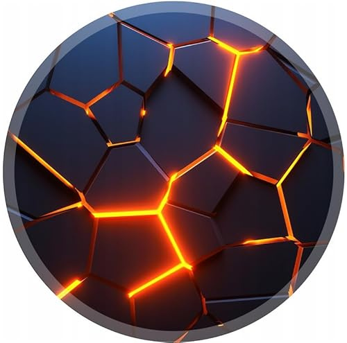 HUBDECO Flexible Schutzmatte aus Strapazierfähigem Printfloor - Schutzunterlage Unter Sessel, Stuhl - Anti-Rutsch - Schützt Boden vor Kratzern - Zimmerdekoration - Rund - 100cm Feuerball