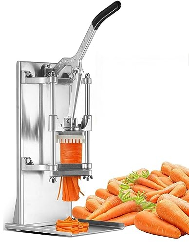 GCCSSBXF Manual Potato Slicer, Commercial French Fry Cutter Stainless Steel Chopper - Includes 1/4 and 3/8 Blade, 6-Wedge Slicer, 6-Wedge Apple Corer - Ideal for Restaurants