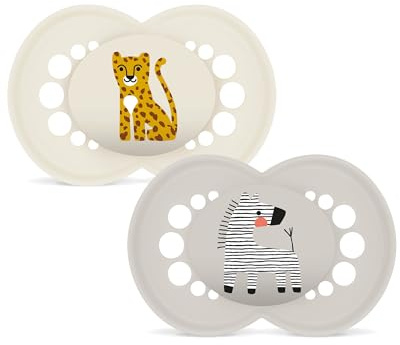 MAM Original Beruhigungssauger 6+ Monate (2er-Set) MAM Schnuller 6-16 Monate mit kiefergerechtem Sauger aus Kautschuk, 2er Set Babyzubehör mit praktischem Sterilisator-Schnullerhalter, creme/neutral