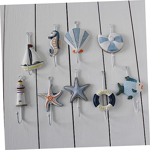 BUGUUYO 5Pezzi Ganci per Stile Mediterraneo Ganci Antiruggine con Design Unico Pesce Stella Marina A Stella Marina B Barca a Vela per Decorazione Bagno e Casa
