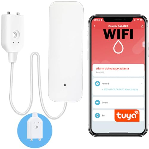 Sone Smart One WLAN Wassermelder mit App – Wassersensor für TUYA/Smart Life – Wasserlecksensor & Feuchtigkeitsmelder – Batterie 2xAAA – kompakt – Wasseralarm Melder Smart Home