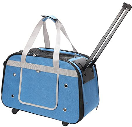 Transportwagen für Haustiere, tragbarer Reisetransporter für Hunde mit weichen Seiten, Kinderwagen mit Rädern für kleine bis mittelgroße Hunde und Katzen (Blue)