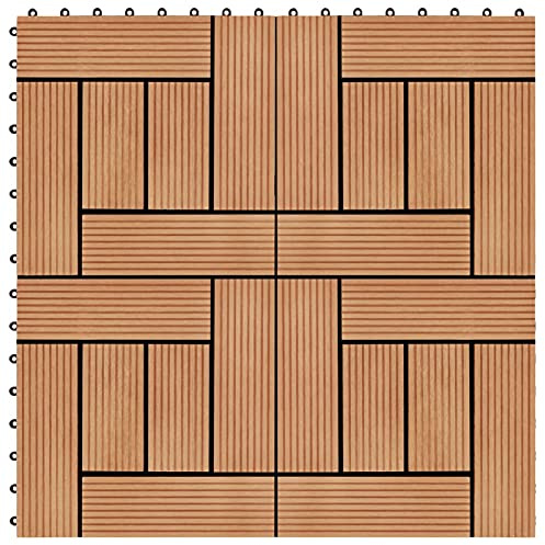 ZEYUAN Carreaux de terrasse 22 pcs 30 x 30 cm 2 m² WPC Teck,Caillebotis Exterieur,Dalle Terrasse Exterieur