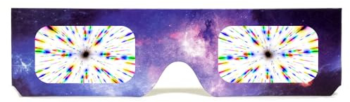 Paper Cardboard Galaxy Print Line Diffraction Glasses - 100 Pack Firework Party Glasses Bulk Rave Glasses