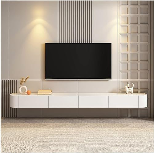 Floating TV Shelf, Wall Mounted Floating TV Stand Media Console, TV Cabinet Floating Wall Shelf, For Bedroom Living Room Media Room Gaming Room,Cream Color,200cm 45HaoAMZ